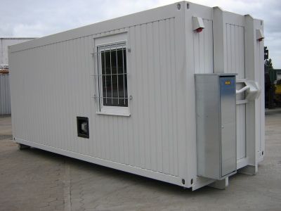 20' Bürocontainer mit Werkstattbereich und Abrollrahmen - Hakenliftsystem - Container kaufen bei h+s container GmbH